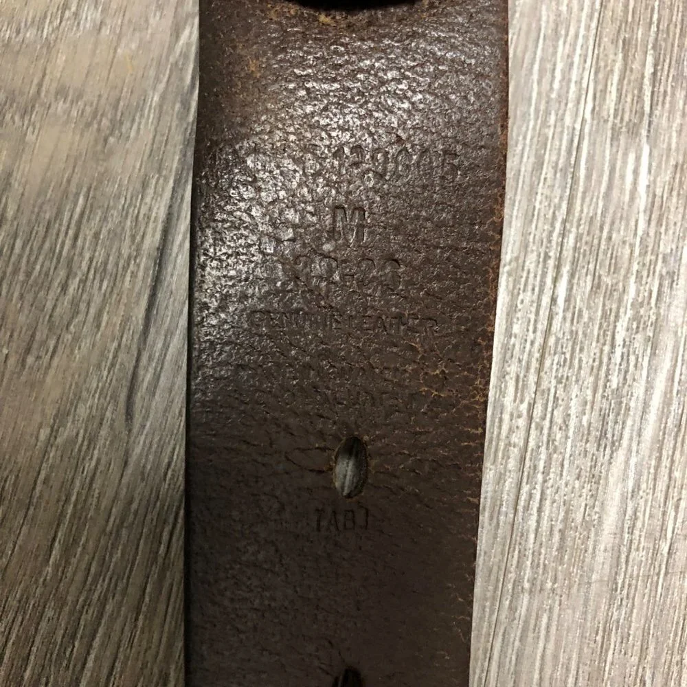 Vintage Levi's Genuine Brown Leather Belt Dark Steel Rolled Buckle Western Belt